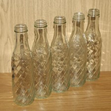 5 x Vintage Soda Stream Bottles Embossed Glass Twist Design Screwtop SodaStream