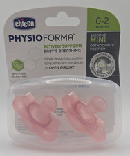 Chicco PhysioForma Silicone Mini Orthodontic Pacifier 0-2 Months 2-Pack NEW/Case