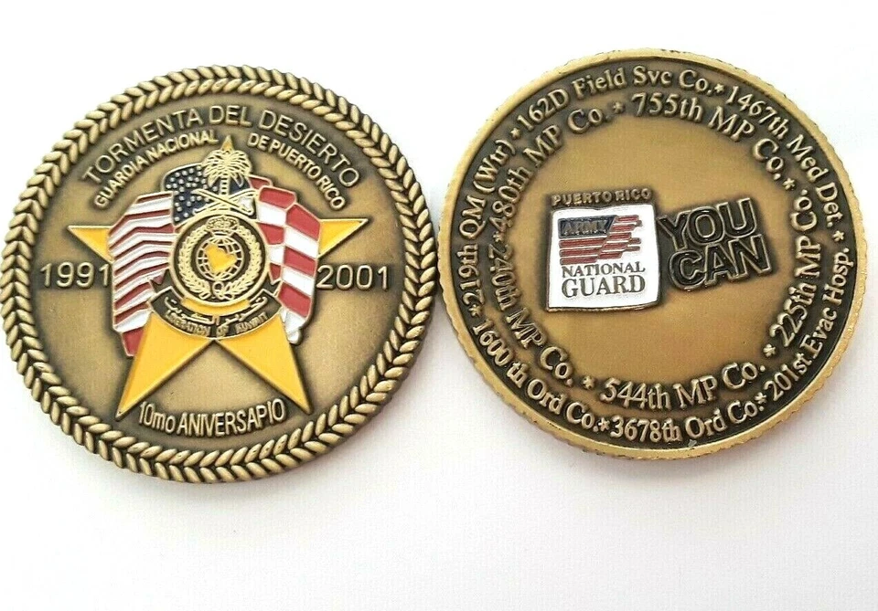GUARDIA NACIONAL PUERTO RICO Ejército Guardia Nacional TORMENTA DEL DESIERTO Moneda Desafío Foto 4 de 4