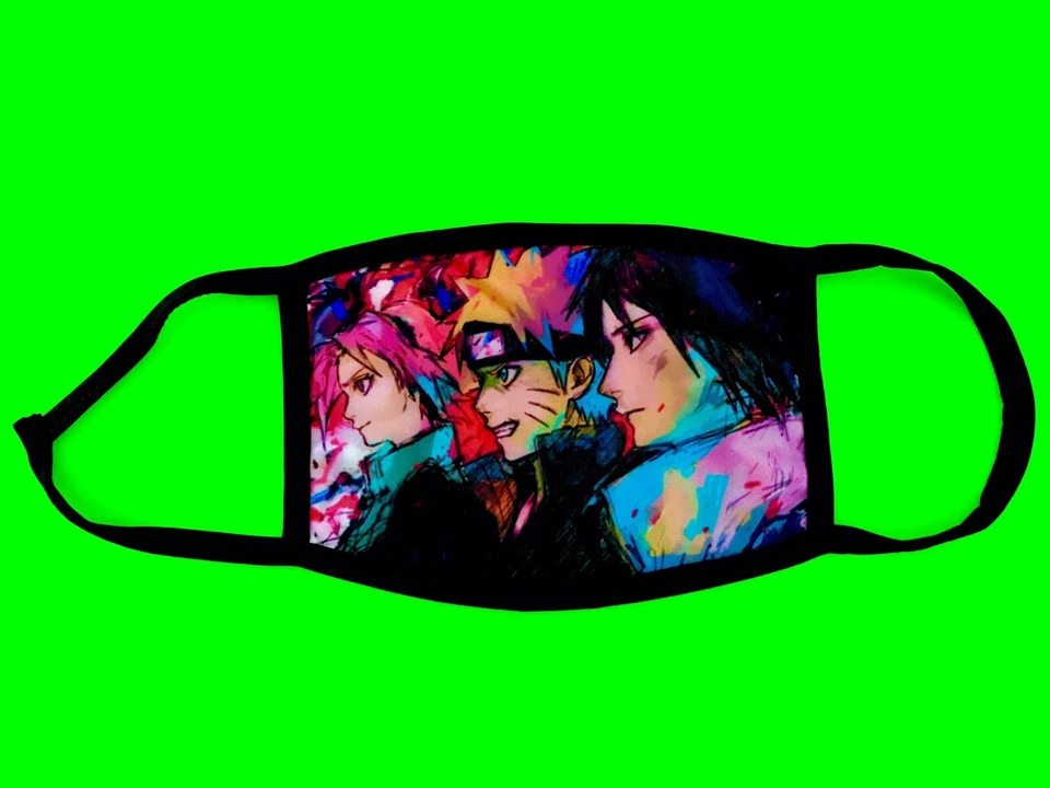 NEW Naruto Anime Sakura Sasuke Uchiha Abstract Style Face Mask Cover USA SELLER - Image 2 of 4