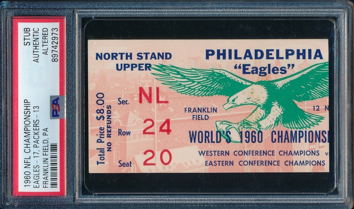 1960 NFL Championship Game Ticket Stub Eagles vs. Packers