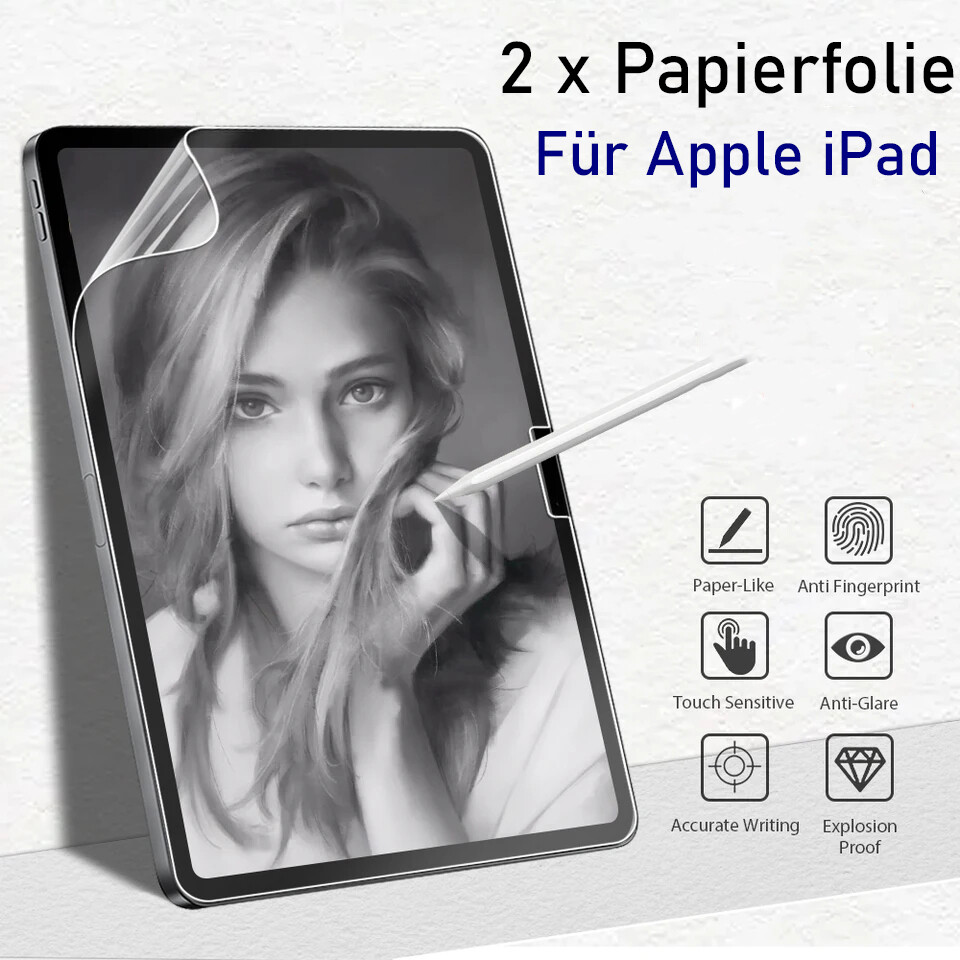 2x Papierfolie (Paper-Film) like paper (2 stück) für Apple iPad 10, Air 3456