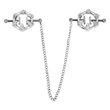 Nipple Clamps Non-Piercing Adjustable Metal Nipple Clips with Chain BDSM