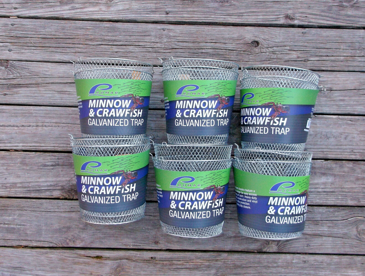 6 (SIX) PROMAR TR-603 GALVANIZED WIRE MESH MINNOW AND CRAWFISH 