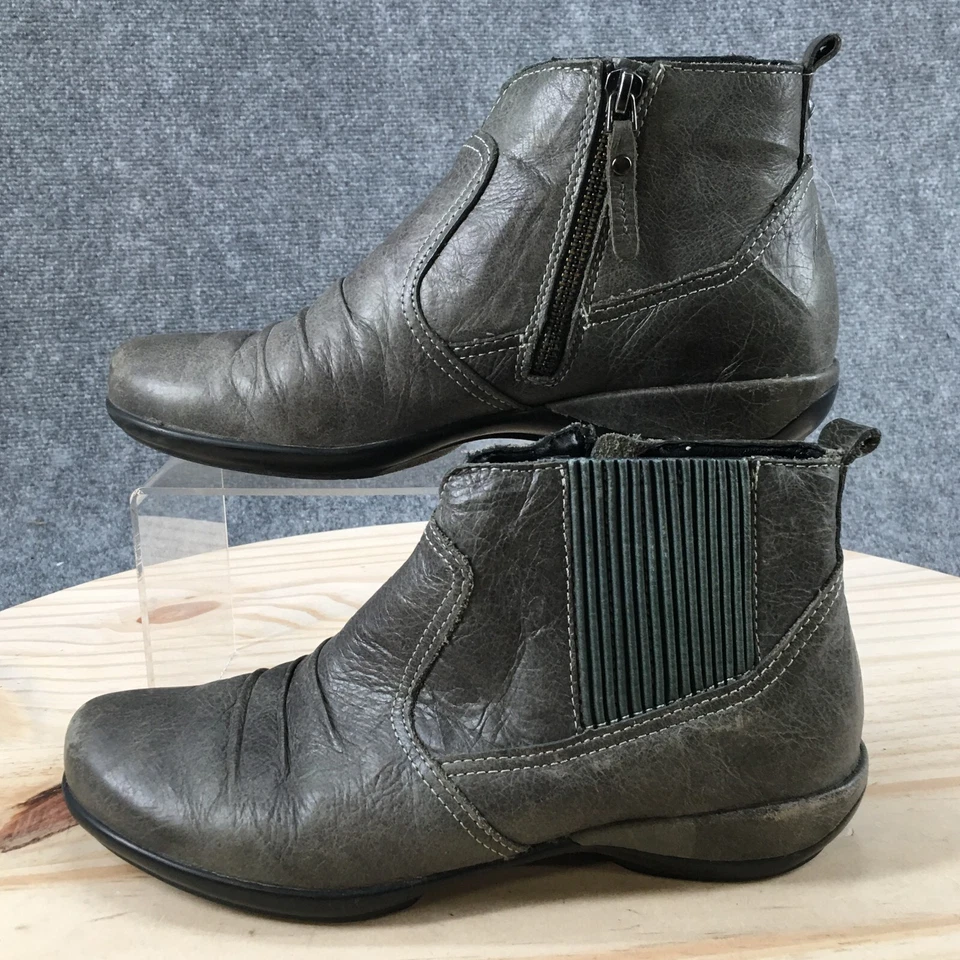 Botas Aetrex Para Mujer 7 B Kailey Informales Cremallera Lateral Botín Gris Cuero Planas Foto 2 de 4