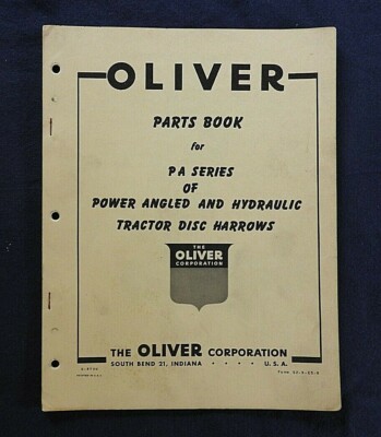 1950's OLIVER POWER ANGLED & HYDRAULIC TRACTOR DISC HARROWS PARTS CATALOG MANUAL