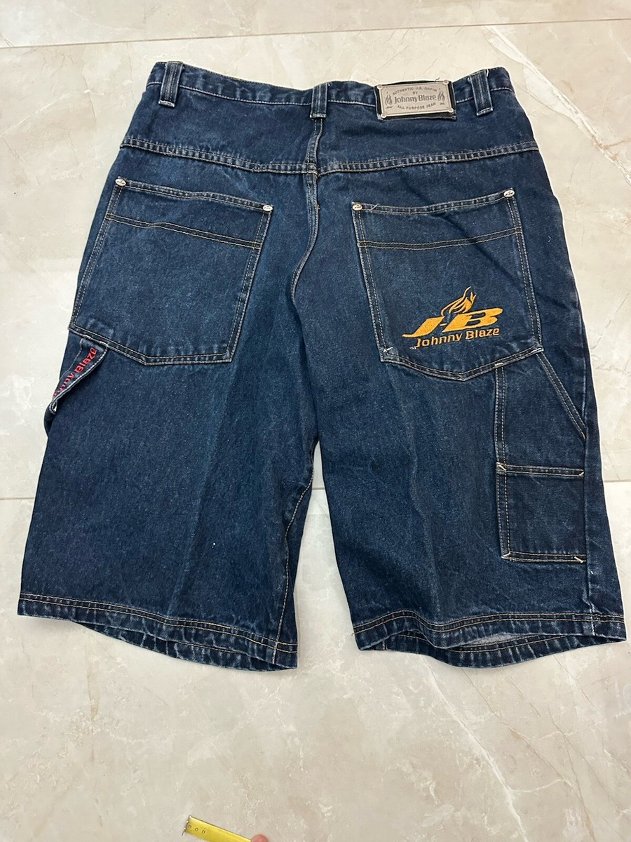 Vintage Johnny Blaze Men's Size 38 Denim Jean Shorts Long Wide