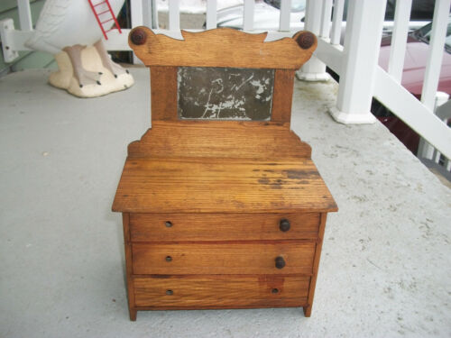 Antique Oak Sman Sample Dresser, Antique Oak Dresser And Mirror