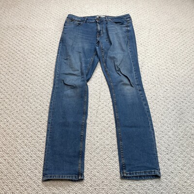 Pull&Bear Jeans Mens 34x31 Straight Slim Fit Straight Leg Blue Denim Causal Dark
