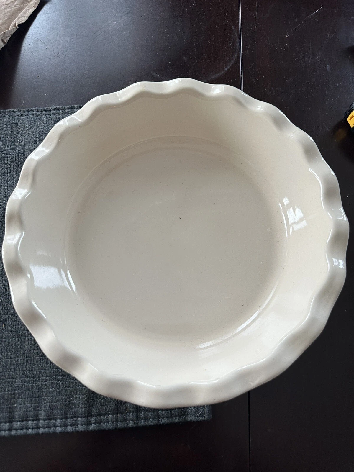 Emile Henry 10 Inch Ceramic Pie Baking Dish Cream Color