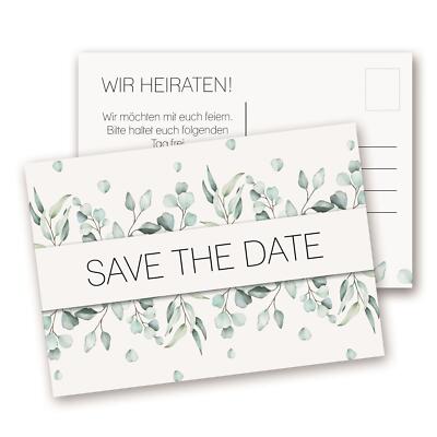 15 Postkarten Save the Date I DIN A6 Eukalyptus I Set Hochzeit Wedding I dv_1277