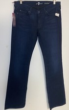 7 for all Mankind Bootcut Jeans Leopard Squiggles Dark Blue Stretch READ 