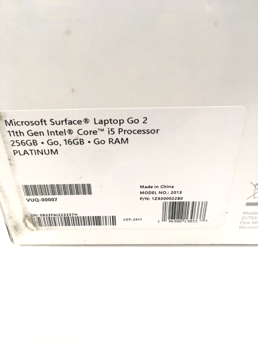 Microsoft Surface Go 2 Laptop 12.4
