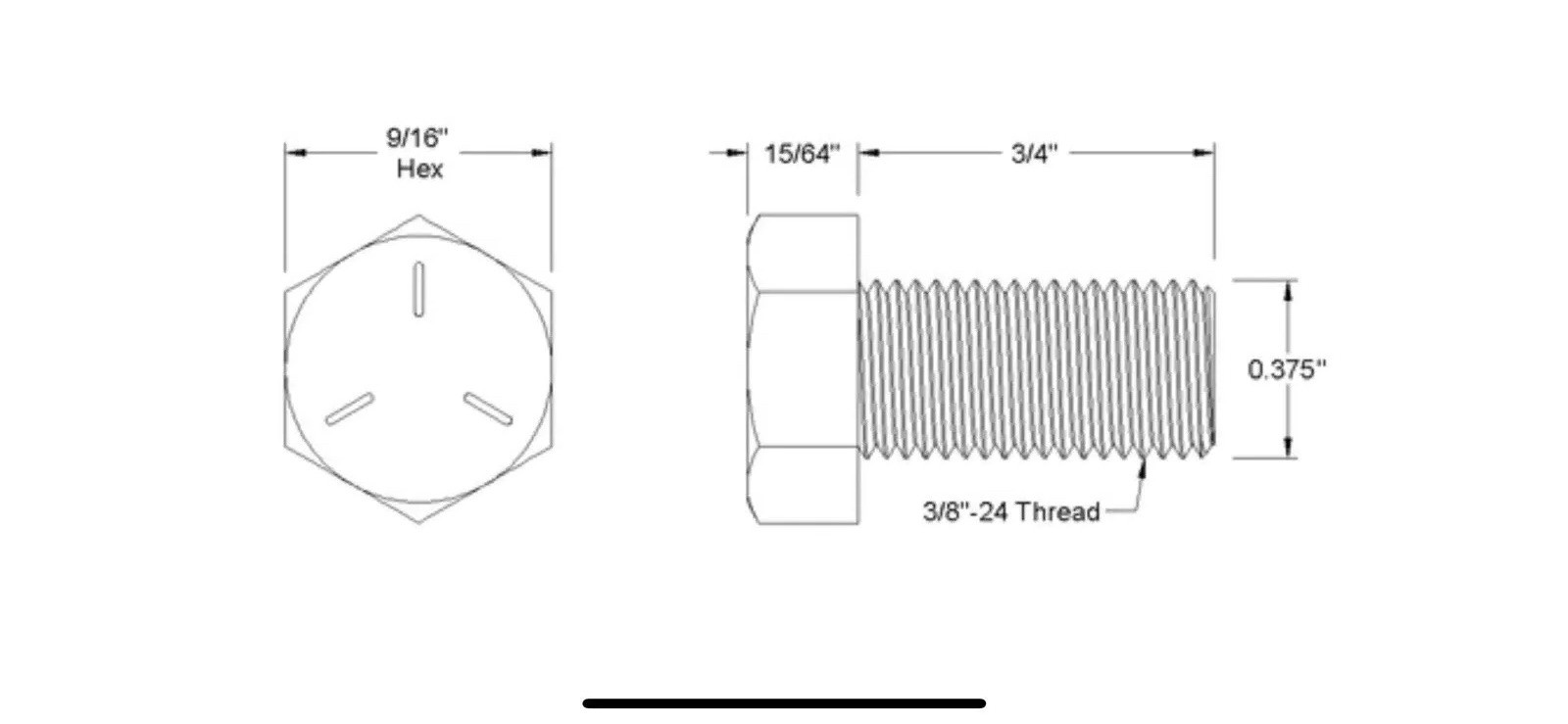 (100/pack) 3/824 X 3/4 Hex Cap Screw Bolt Grade 5 FINE THREAD Zinc 3/8