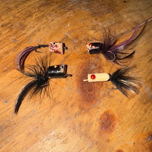 VINTAGE Fly Fishing Top Water Popper Flies for Bass Panfish Crappie 4