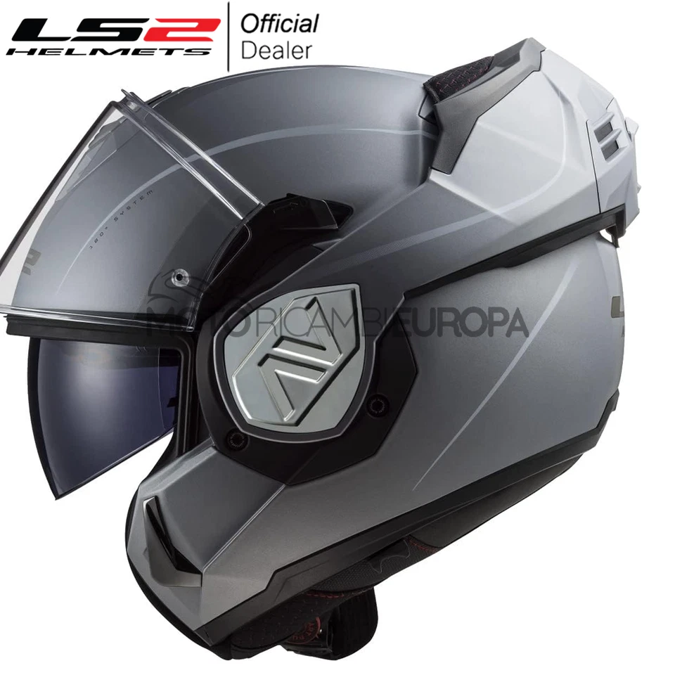 Casco LS2 Modulare Apribile Advant Moto Scooter Titanio Opaco Doppia Visiera - Immagine 2 di 4