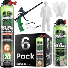 Sprayman Spraycoat Fire Rated Closed Cell Insulation Foam 27.1oz 6 Pack Gun Set