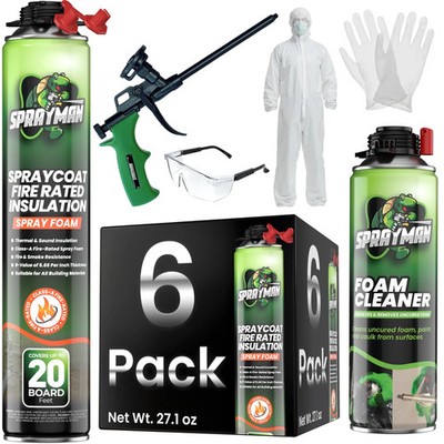 Spray Foam Insulation Kit, Closed Cell, Fire Rated (6x27.1oz. 120 bd/ft) 6 Pack