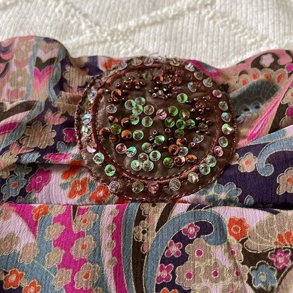 Y2K сердце душа ассиметричный Midi юбка женщин средний розовый коричневый пейсли богемное - Изображение 2 из 4