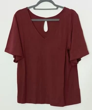 Betabrand Top Women's Size XL Red Garnet Flow Reversible Short Sleeve NEW 