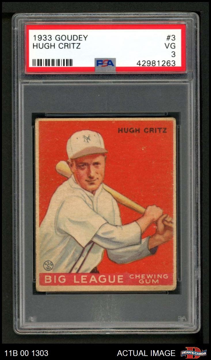 1933 Goudey #3 Hugh Critz Giants PSA 3 - VG