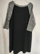 Ann Taylor LOFT Dress Black Knit 3/4 Raglan Sleeve ClassicMinimalist SZ 12