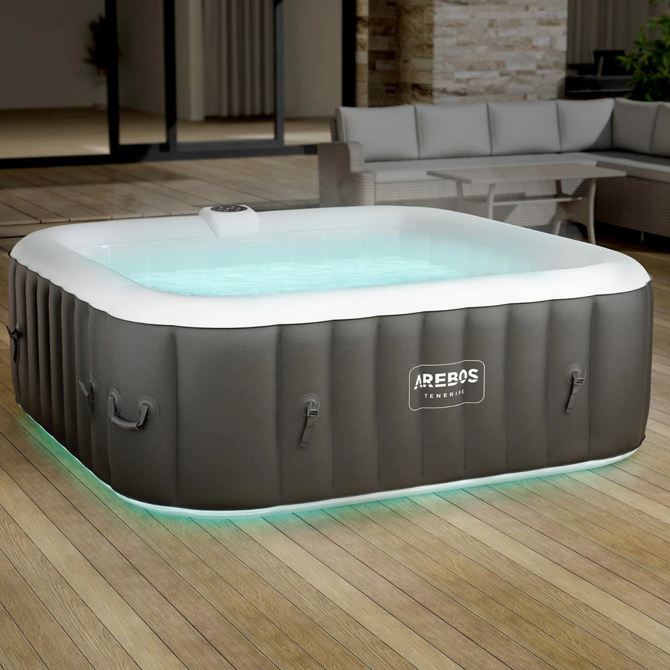 AREBOS Whirlpool | In- & Outdoor | 185 x 185 cm | LED-Beleuchtung | Quadrat - Bild 1 von 4