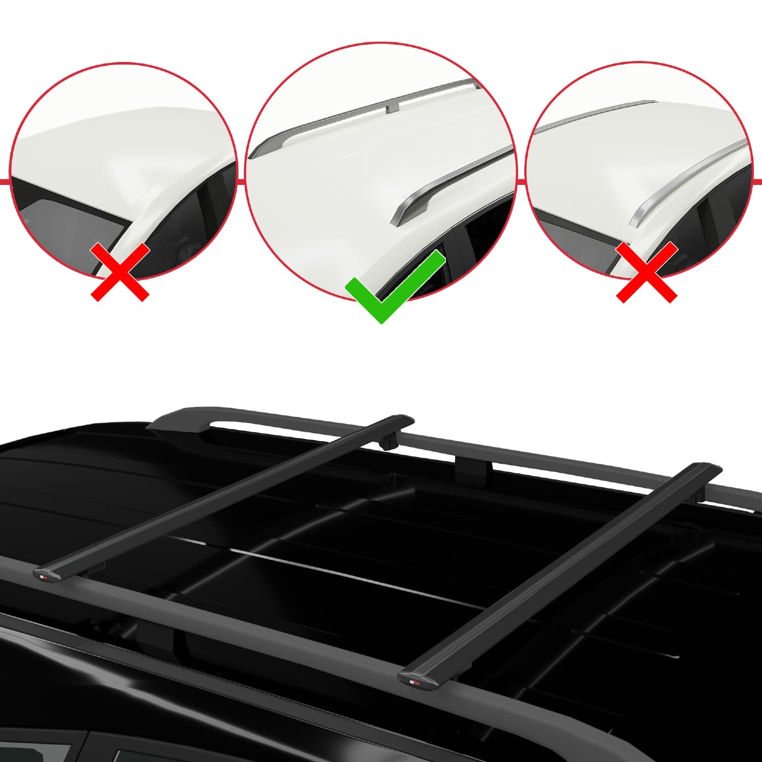 Barres de toit Kia Sportage 1997-2002 en aluminium noir - Modèle BASIC 2 barres - 2