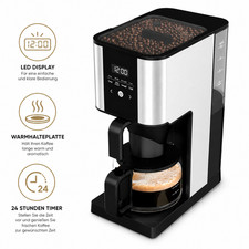 Filterkaffeemaschine Kaffeemaschine mit Mahlwerk Bohnen Glaskanne 12 Tassen