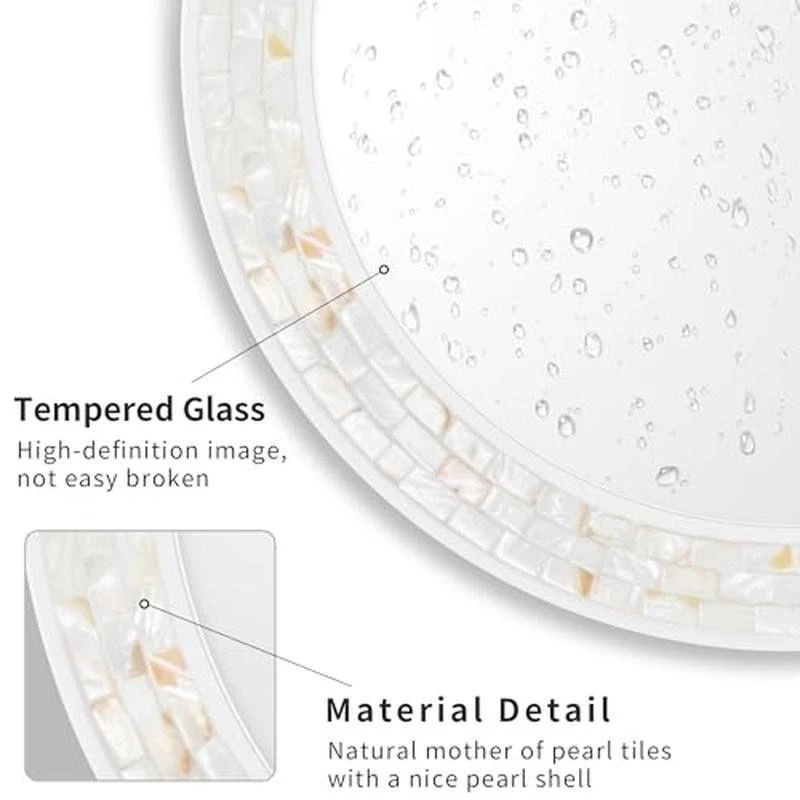 24in Natural Shell Mosaic Wall Mirror Decorative Home Bathroom Mirror Wooden New - Image 2 of 4