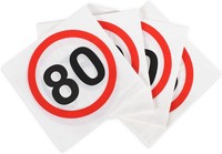 Deko Zum 80. Geburtstag – Rot-WeißE Servietten Mit Verkehrsschild-Optik Zahl 80