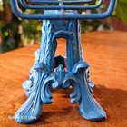 Cast Iron Pedestal Letter Napkin Holder Hand Towel Holder Ornate Blue Tabletop — photo 5