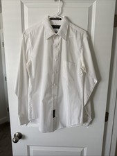 Geoffrey Beene Men's White Solid Dress Shirt 16 34/35