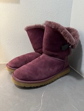 UGG Boots Bailey Button Women's Sz 8.5 Dark Purple/Berry Fold Over 5803 
