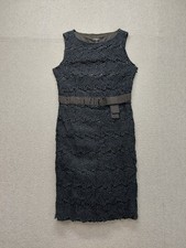 Talbots Women Sheath Dress 4 Black Floral Lace Scoop Neck Sleeveless Office