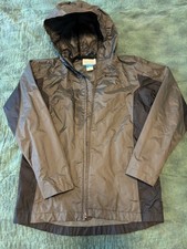 Columbia Youth Windbreaker Jacket Large 14-16 Hooded Charcoal Grey