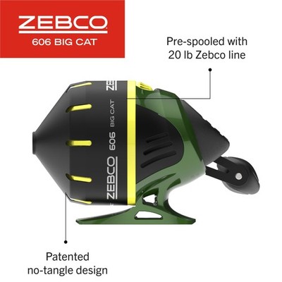 Zebco 606 Big Cat Spincast Reel & 7ft 2-Piece Rod Combo w/ Tackle