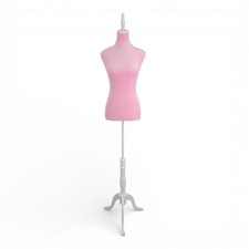 Pink Velvet Female Mannequin Torso Dress Form with Wooden Stand