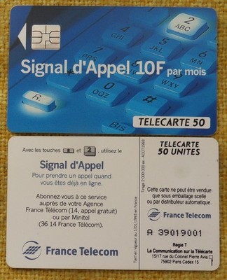 Telefonkarte ältere France Telecom - Signal d´Appel  50 Einh.-1993