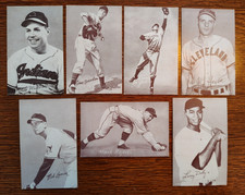 7-1947-66 Cleveland Indians MLB EXhibit Baseball Cards HOF'ers Doby & Lemon EX++