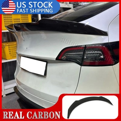 For Tesla Model Y 2019-2024 Real Carbon Fiber Rear Boot Trunk Spoiler Wing Lip