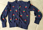 J. Crew Crew Cuts cardigan~6-7~Navy ~Woven strawberries~LS~Cotton Lightweight — photo 1