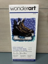 WonderArt Latch Hook Kit Hockey Skates 12x12  Sealed 426224