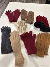 Women  s Winter Glove Lot. Leather - Wool - Santa Size Small