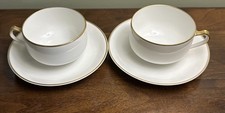 Set 2 Haviland Limoges France Tea Cup Saucer Sets White Gold Gilt Rimmed Edge