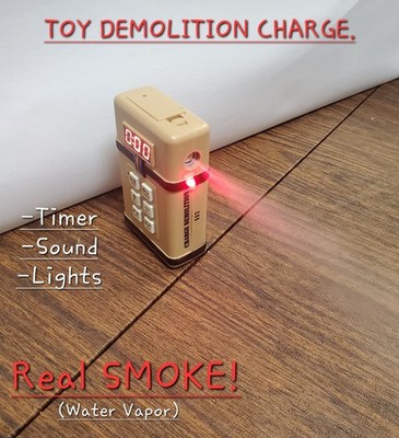 Toy Dynamite Demolition Bomb Practical Joke Toy, REAL SMOKE ACTION! Timer, Sound