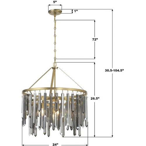 Crystorama GEM-7004-MG-SS Gemma Chandelier Modern Gold - Picture 7 of 7