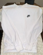 Nike Vintage Style White Crewneck Sweatshirt Embroidered Black Logo Size S