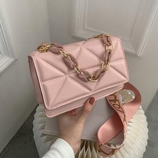 Borsa a tracolla a quadretti solidi pelle pu casual borsa a tracolla per donna