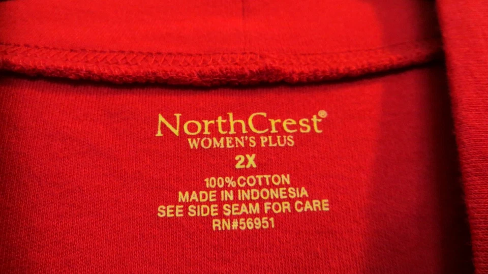 North Crest Shirt Womens 2X Red Mock Neck Long Sleeve 100% Cotton Stretch Top - Image 2 of 4